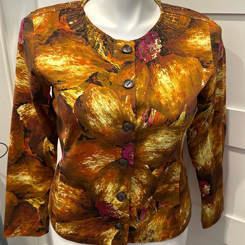 Chico’s Statement Button Front Jacket Chicos Size 1
